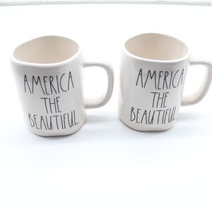 Rae Dunn "America The Beautiful" Mug Patriotic Coffee Mug Tea Mug 2 Count